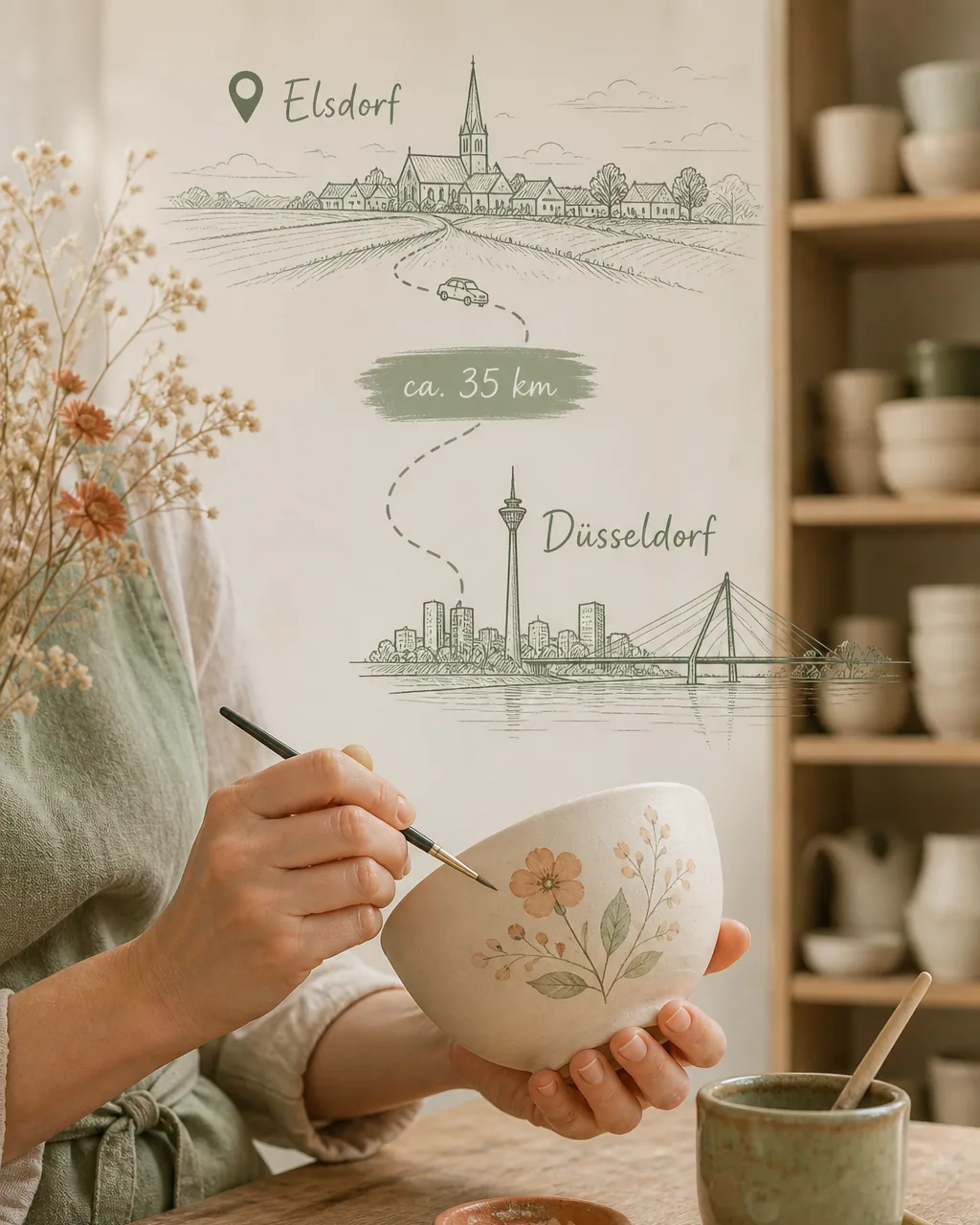 Keramik bemalen im ceramore Studio-Café in Düsseldorf – mit Entfernungsangabe ab Elsdorf