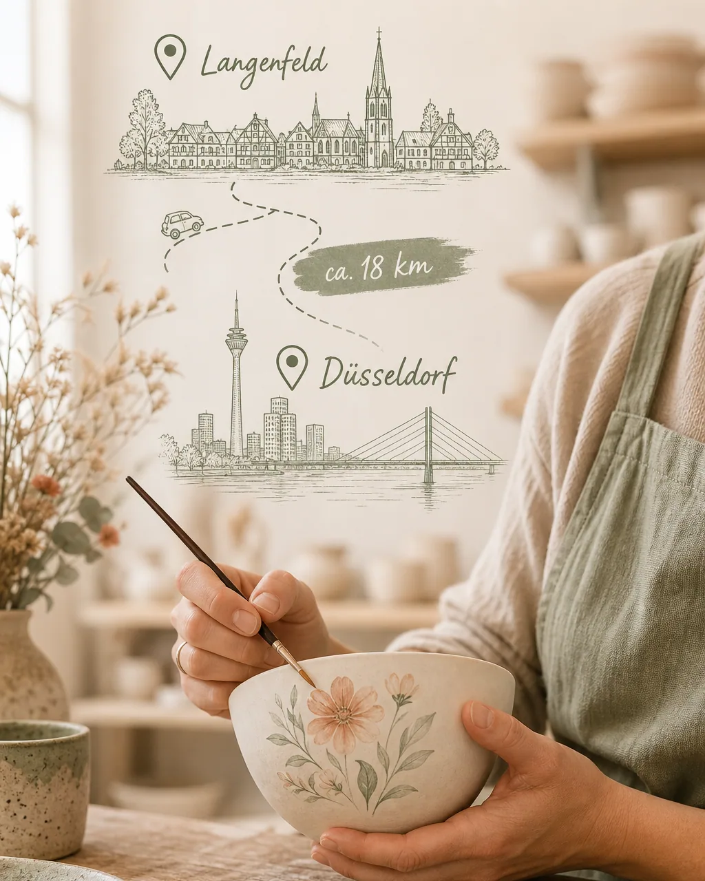 Keramik bemalen im ceramore Studio-Café in Düsseldorf – mit Entfernungsangabe ab Langenfeld