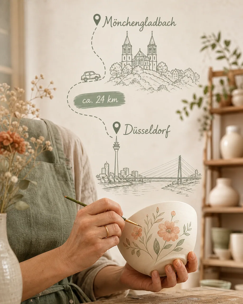 Keramik bemalen im ceramore Studio-Café in Düsseldorf – mit Entfernungsangabe ab Mönchengladbach