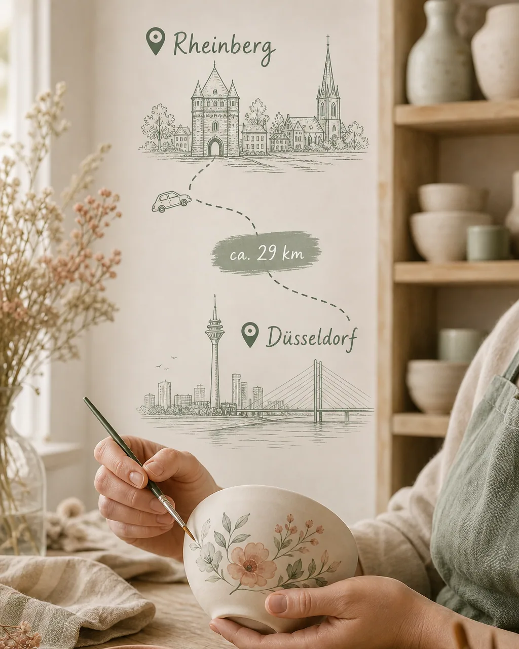 Keramik bemalen im ceramore Studio-Café in Düsseldorf – mit Entfernungsangabe ab Rheinberg
