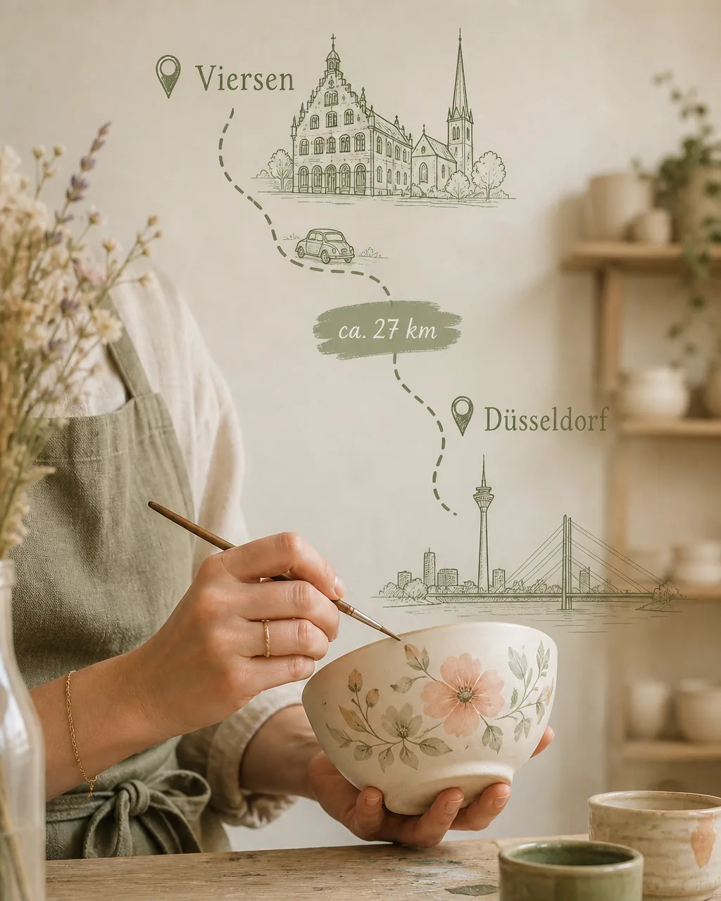 Keramik bemalen im ceramore Studio-Café in Düsseldorf – mit Entfernungsangabe ab Viersen